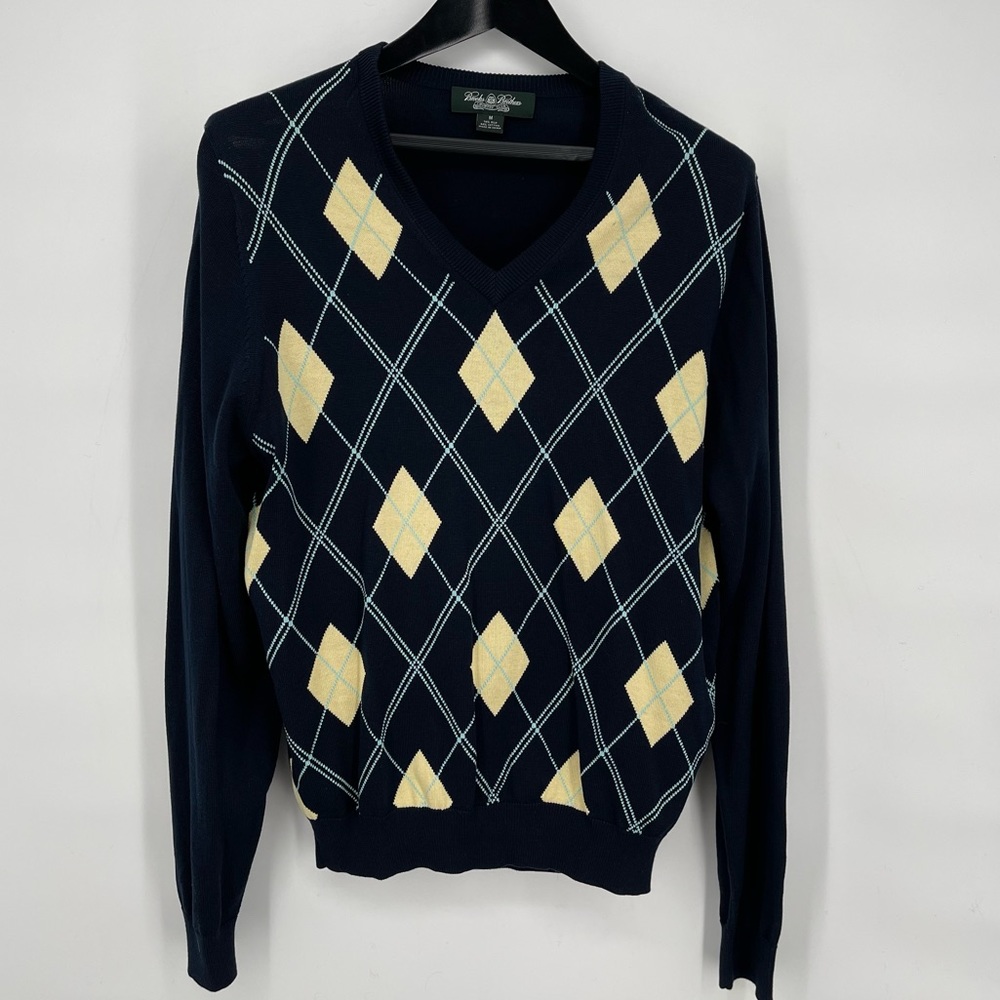 Brooks Brothers Country Club Sweater‎ V-Neck Pullover Silk Cotton Sz M